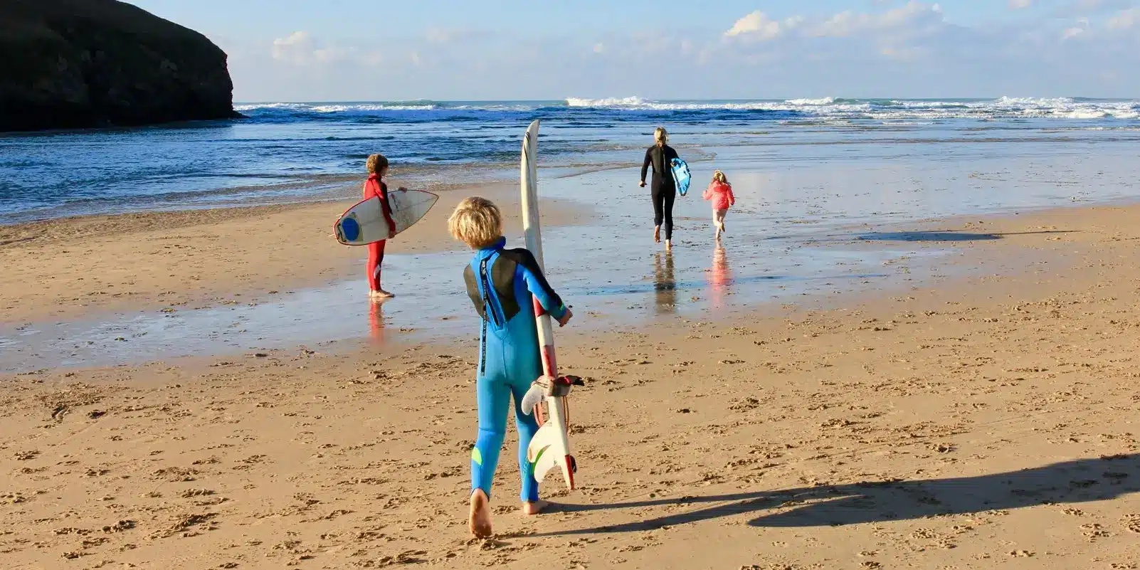 surfing family mawgan porth cornwall